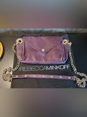 Rebecca Minkoff Plum Leather Envelope Crossbody with Gold Chain